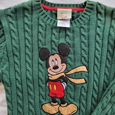 Mickey Mouse Childrens M 7/8 Green Sweater Disney Store 100 Cotton Knit