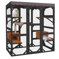 Catio Outdoor Cat Enclosure with Scratch Post, Hammock, Large Window Cat House