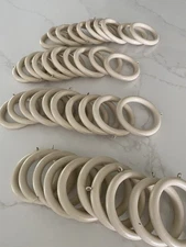 Paris Texas Wood Curtain Rings for 2-1/4” Rod, Linen, 10 Pack