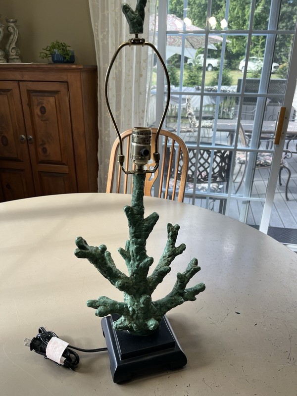 VTG Faux Coral Table Lamp Turquoise MCM Abstract Beachy Aqua Home Decor