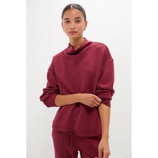 Varley Betsy Sweatshirt DoubleSoft Draped Cowl Neck in New Maroon Size Medium