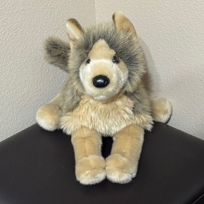 Douglas Tyson Wolf Plush #1836 Retired 12'' Gray Tan Cuddle Toy HTF