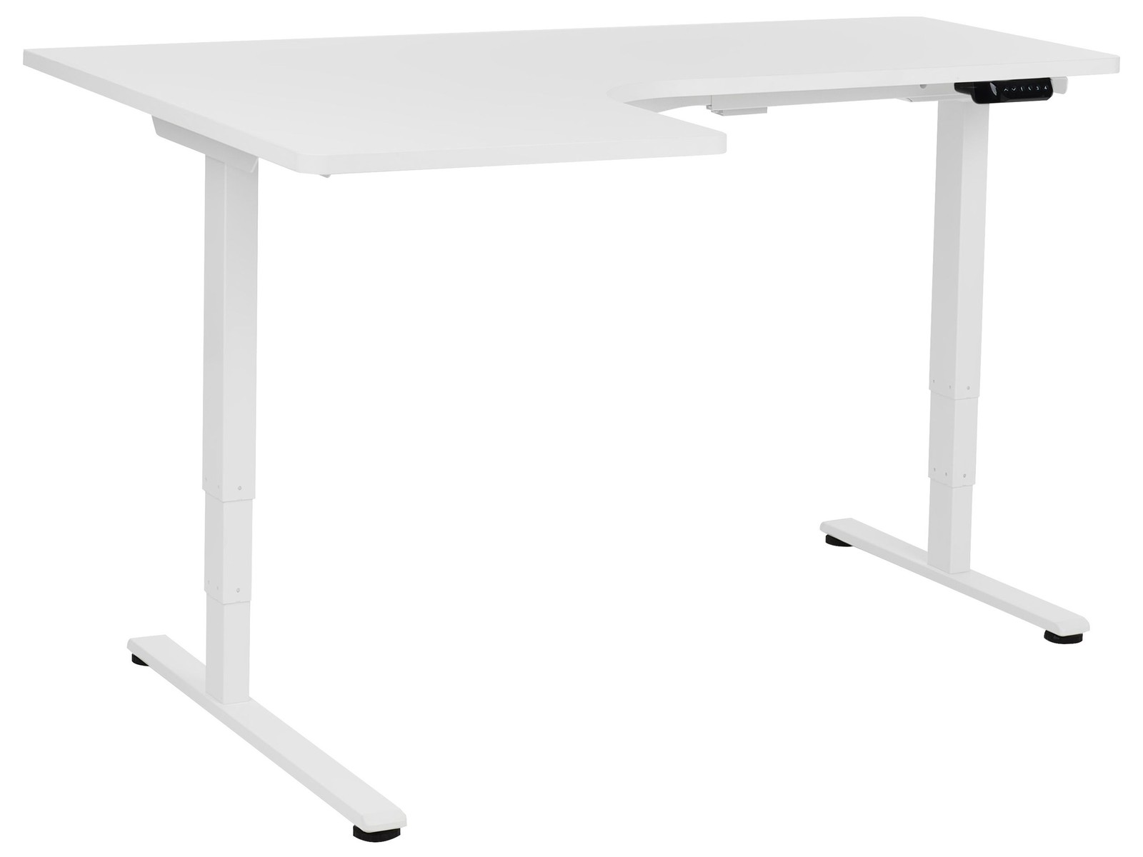 Scrivania angolare bianco regolabile elettricamente lato sinistro 160 x 59 cm