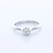 0.53ctw Natural Diamonds H/SI2 Round Cut 14K Gold 8-Prong Classic Sidestone Ring