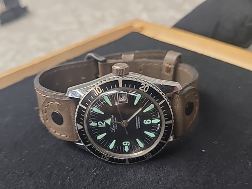 Lucerne Men's Diving Watch Manual Wind Vintage Calendar Antique Diver. Running - Picture 3 of 6