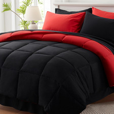 Queen Comforter Set 7 Piece, Reversible Bed in a Bag Queen Size, Lightweight Bed
