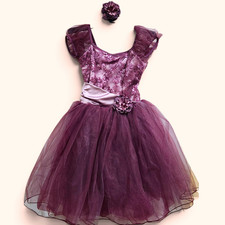 Girls Purple/Dark Lavender Ballet Tutu Dress Short Sleeve S w/ Headpiece Size LC