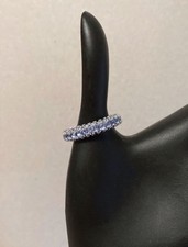 LONDON BLUE TOPAZ STERLING SILVER FRONT AND SIDE STONES ETERNITY RING SIZE 7