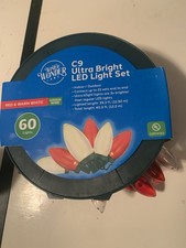 60 Christmas Red/Cool White Ultra-Bright Heavy Duty Transparent C9 LED Lights