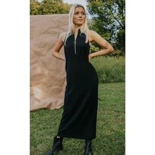 Show Me Your MuMu Black Quarter Zip Sweater Maxi Dress Size Medium