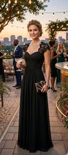 LULUS Momentous Moments Black Lace Backless Maxi Dress Size XL*NWOT**