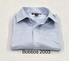Kirkland Men's Modern Fit Knit Button Up Dress Shirt, Blue Dots, L 16-17,34/35