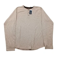 Buffalo David Bitton Henley Shirt Mens XL Milk Tan Kariver Long-Sleeve NEW