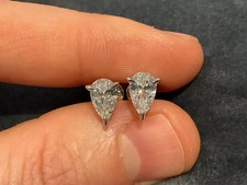 1Ct Pear Cut Lab Created Diamond Women's Stud Earrings 14k White Gold Plated