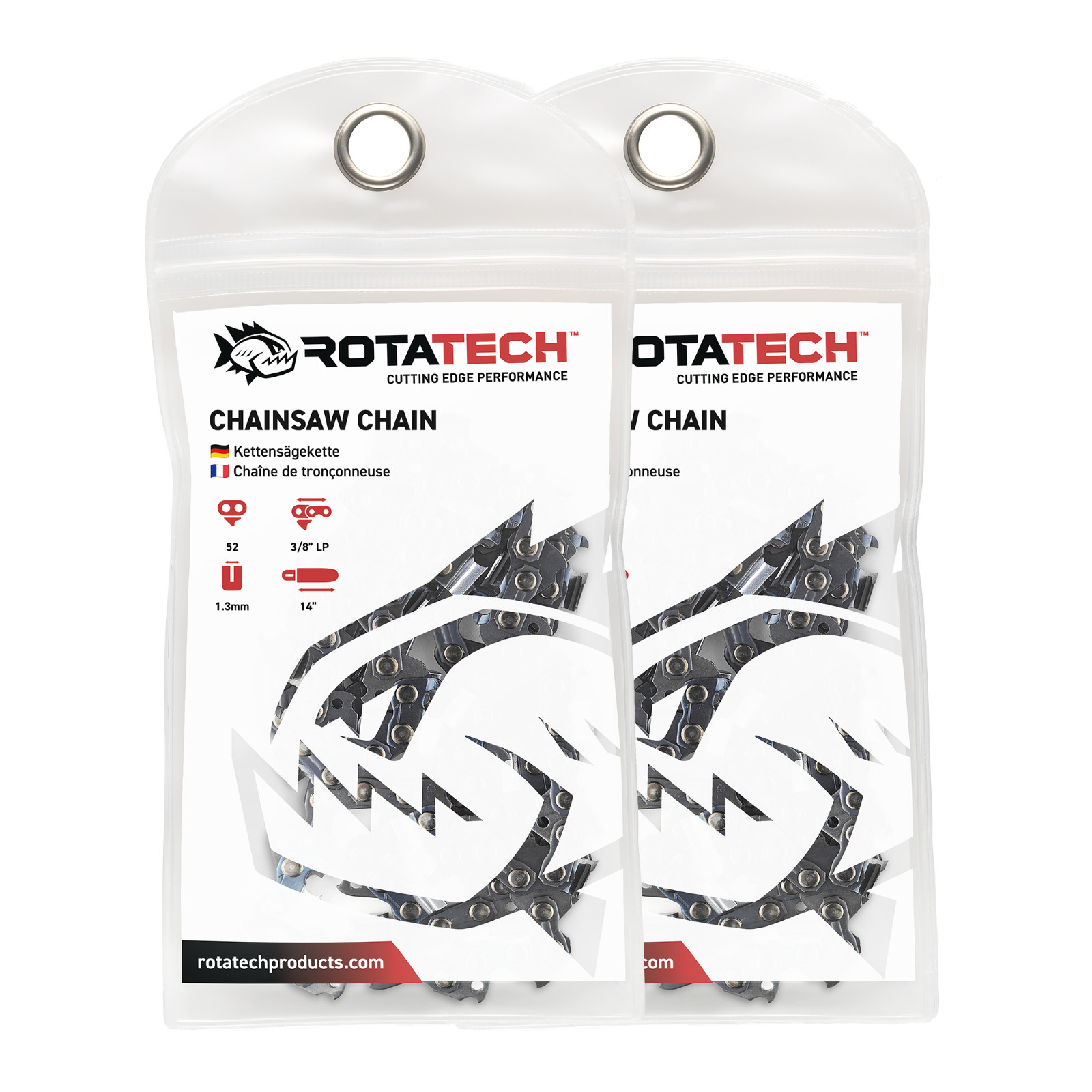 2 14"" Rotatech Chainsaw Chains Fits Husqvarna 135 235 236 - 3/8"" LP 1.3mm 52 DL