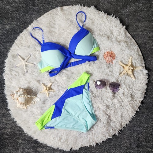 Xhilaration Push-up-Bikini-Set grün und blau Colorblock passendes Bikini - Bild 16 von 21