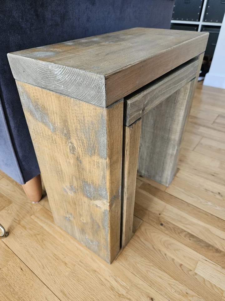 Pair Of Rustic pine side tables  - Image 2 of 4