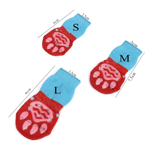 Pet Dog Cat 4Pcs Socks Indoor Shoes Cute Print Hosiery Puppy Product Size S-L - Picture 4 of 16
