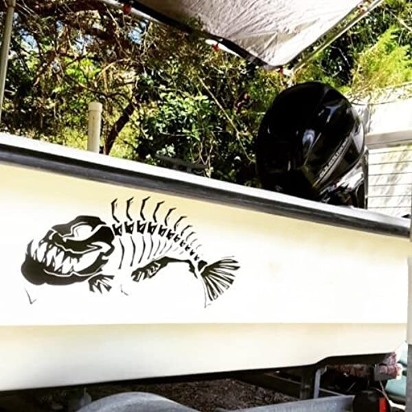 2 PIEZAS Calcomanía de hueso de pez esqueleto barco de pesca kayak calcomanía de vinilo pegatina velero