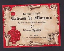 Old Alcohol Algeria Label BN180915 Coteaux de Mascara Wine