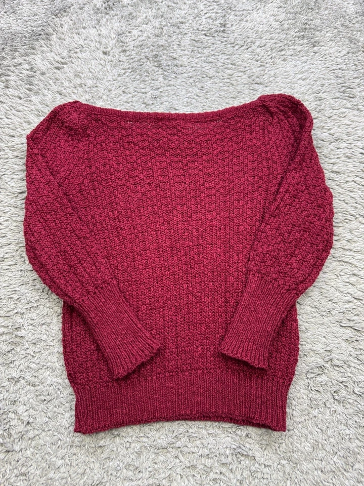 Suéter De Colección Liz Claiborne Mujer Pequeño Rojo Grueso Tejido Waffle Lino Pullover Foto 2 de 4