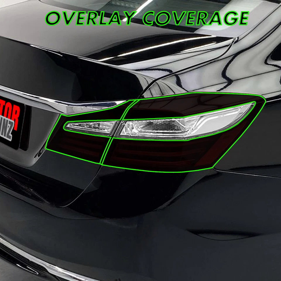 Вырез задних фонарей для Honda Accord 16–17 годов выпуска ДЫМЧАТЫЕ предварительно нарезанные виниловые накладки - Изображение 2 из 4