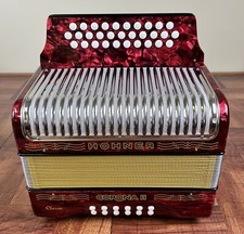 Hohner Accordion, Corona II CLASSIC, RED PEARL, Key of GCF. En Tono De SOL.