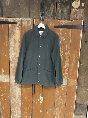 Farah HOLROYD Jacket Coat Green Cotton Lightweight Overshirt Collared Top Small