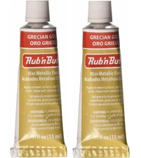 M00198x2 MOREZMORE Fresh Amaco Rub 'n Buff GRECIAN GOLD 2 Pack Wax Metallic