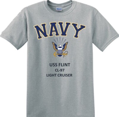 USS FLINT  CL-97* CRUISER *NAVY EAGLE*T-SHIRT.OFFICIALLY LICENSED
