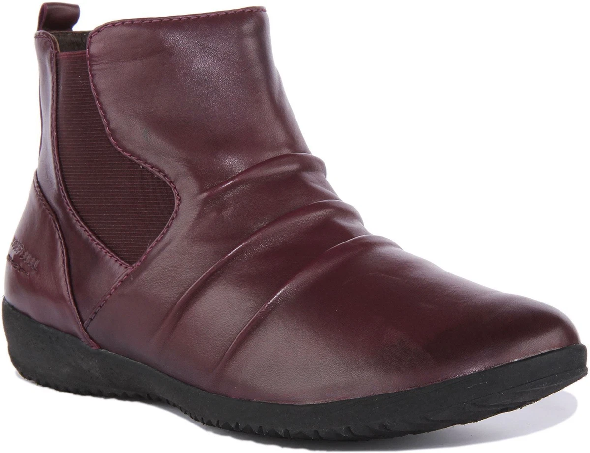 Josef Seibel Naly 60 Short Leather Chlesea Boots Burgundy Womens UK 3 8