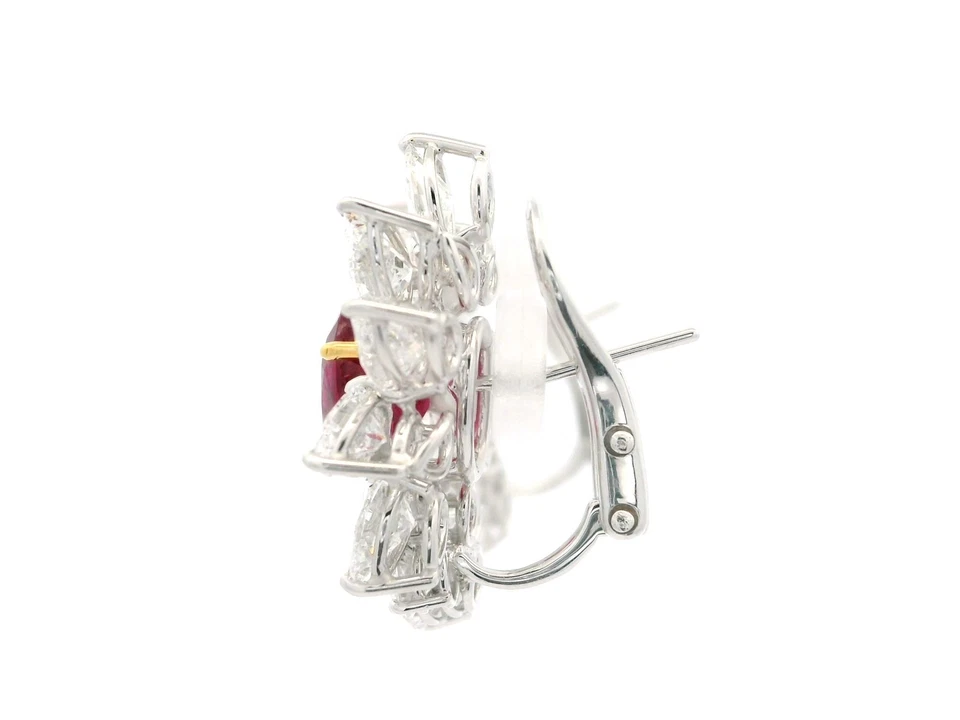 Sustanciales pendientes en aerosol de diamantes y rubí rojo vivo GIA 12,92 ctw de oro platino Foto 4 de 4