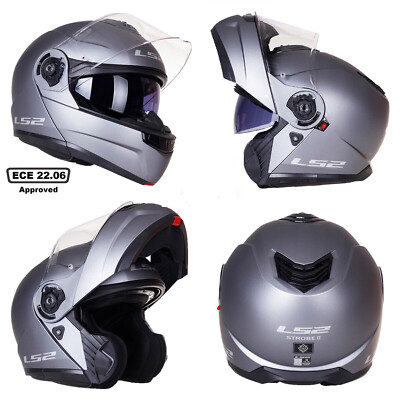 LS2 FF908 STROBE II ECE22.06 FLIP UP MOTORCYCLE CRASH HELMET SCOOTER TITANIUM