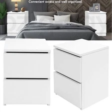 Nightstand Wooden Side End Table Bedside Table with Drawers Storage White