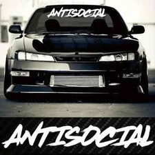 Antisocial ⭐️text only Windscreen Sun Strip Window Sticker Decal