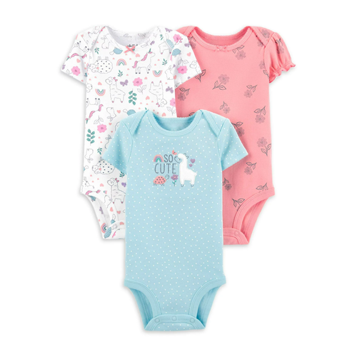 3er-Pack Carter's Baby Mädchen kurzärmelige Bodysuits 0 - 3 Monate schöne Farben - Bild 2 von 3
