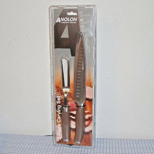 【NEW】ANOLON SUREGRIP STAINLESS STEEL CARVING KNIFE AND MEAT FORK SET