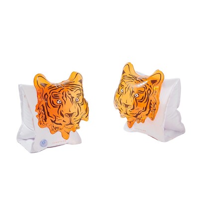 SUNNYLIFE Schwimmflügel mit 3D Tigerkopf Tully the Tiger weiß orange schwarz