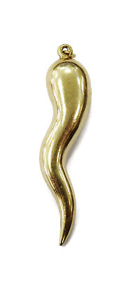 14k Yellow Gold Italian Horn Good Luck Charm Necklace Pendant ~ 1.8g | eBay