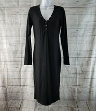 Wild Fable Womens Dress Sz Small Solid Black Ribbed Long Sleeve