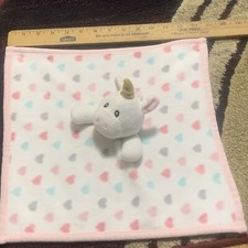 SL Home Unicorn Lovey Hearts Pastel Pink Trim Baby Security Blanket Lovie