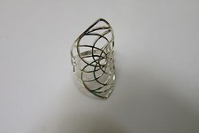 Sterling Silver Long Mandala Ring Sacred Geometry Special Yoga Jewelry All Sizes