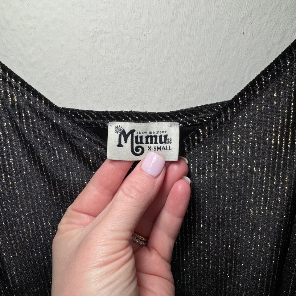 Show Me Your Mumu Jagger Jumpsuit Women's XS Black Metallic Sleeveless Velvet - Image 2 of 4