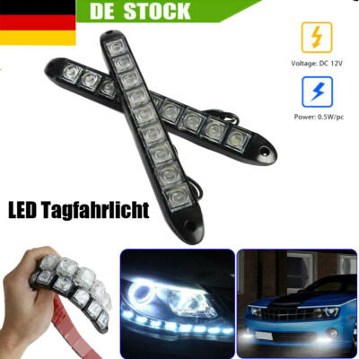 2x Auto LED Tagfahrlicht 12V Tagfahrleuchten TÜV DRL Universal KFZ Scheinwerfer