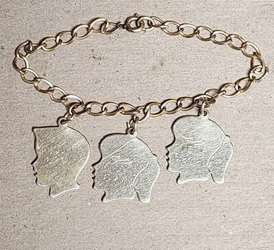 ALTES AUTOMADE 1/20 12K GOLD ARMBAND & STERLINGSILBER JUNGE/MÄDCHEN CHARMS 7'' LANG