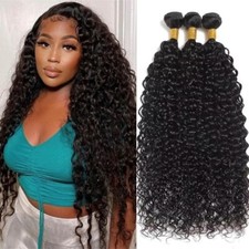 30 32 36 40 Inch Deep Wave Human Hair Bundles Brazilian Remy Unprocessed Curly