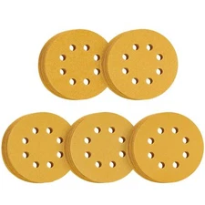 5In 8 Hole Hook Loop Sanding Discs Sandpaper 40-1000 Grits Gold Round Sandpaper