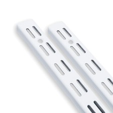 Adjustable Twin Slot Shelving System - White Wall-Mounted Uprights Brackets