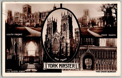 Postcard. Multiple Views of York Minster. Yorkshire.