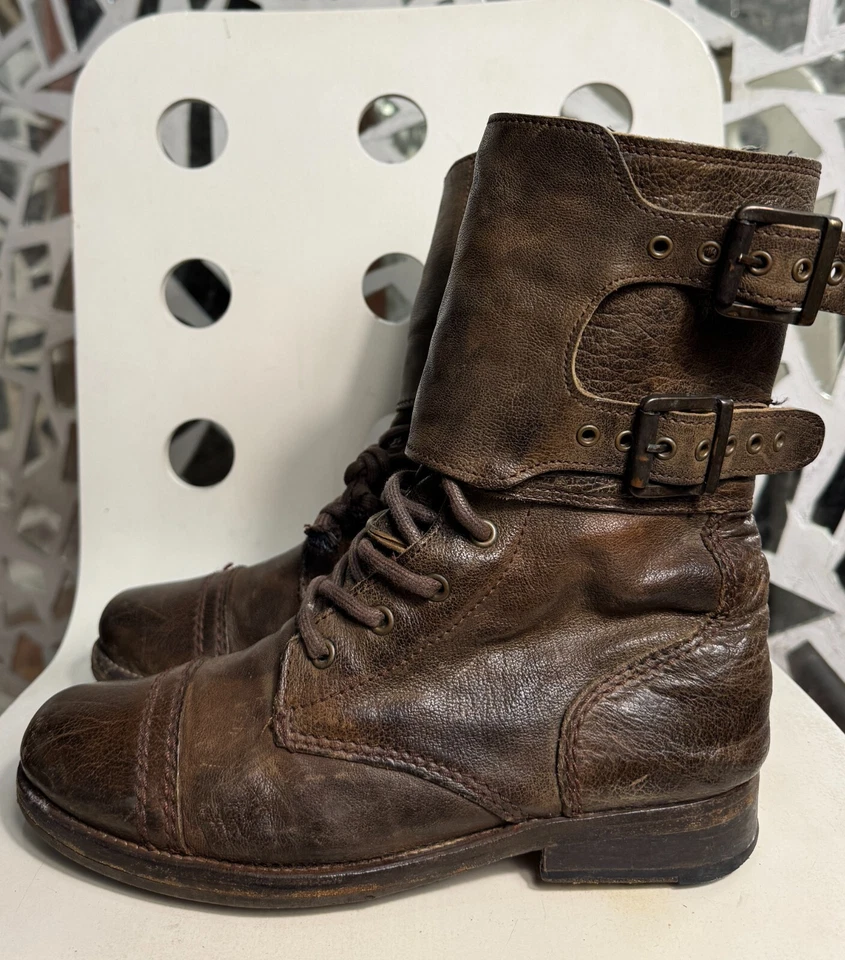 AllSaints Spitalfields Damisi Marrón Cuero Motociclista Botines para Mujer Talla 37 Foto 3 de 4